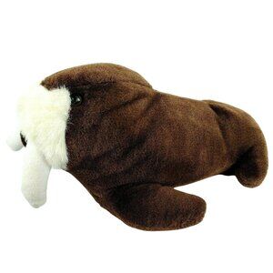 Sea World Walrus 13 inch Plush Brown White Tusks Realistic Stuffed Animal Toy